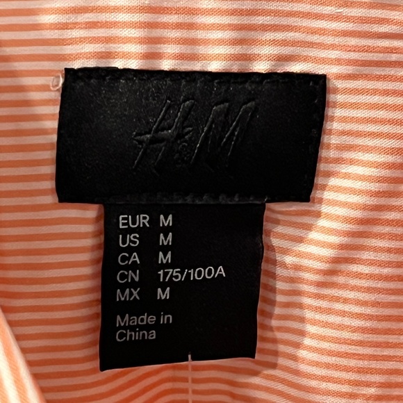 H&M Orange Pin Stripe Men's Button Down Dress Shirt -Size M - Picture 5 of 5